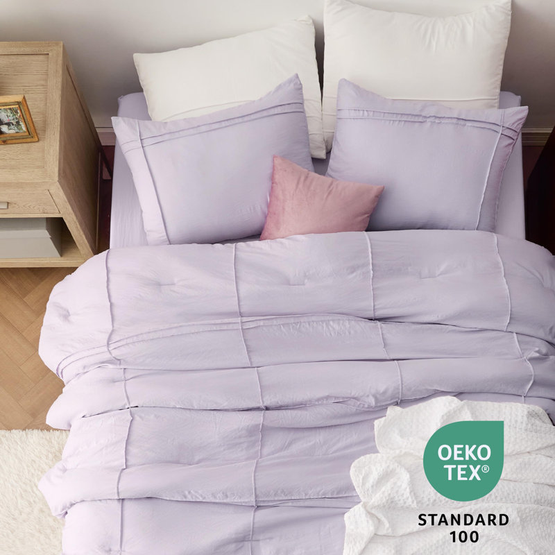 Bedsure Prewashed Pinch Pleat Bedding Sets, Lavender, Cal King