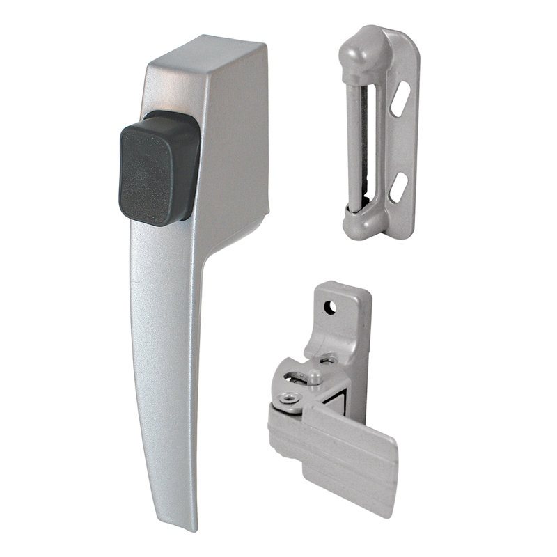 Ensemble de loquet de porte à moustiquaire et à moustiquaire avec verrou de nuit - Remplacez rapidement et facilement les poignées de moustiquaire ou de moustiquaire anciennes ou endommagées - Finition en aluminium, convient aux portes de 5/8 po à 1-1 / 4 po d'épaisseur (paquet simple)