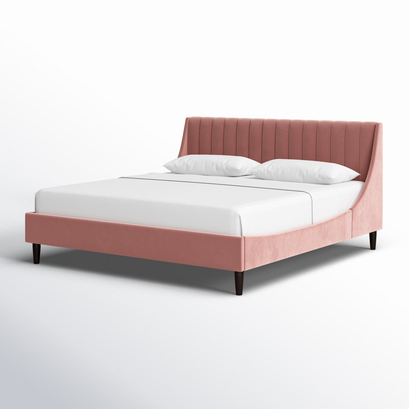 Helaina Upholstered Wingback Bed, King, Ash Rose Velvet
