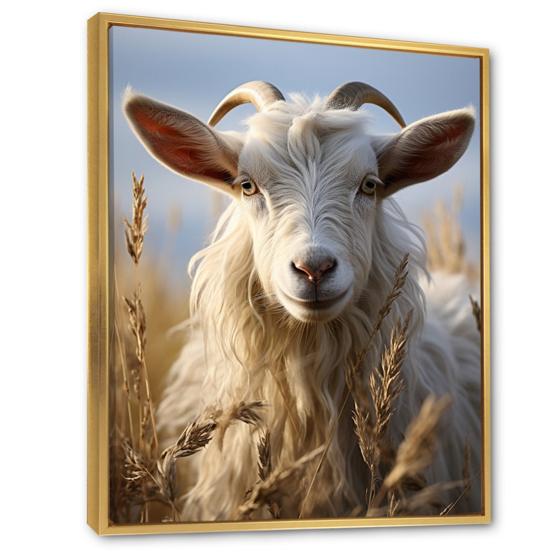 Kayzleigh Goat Portrait Vibrant I sur toile, H 44 po x l 34 po x P 1,5 po, Cadre flottant doré