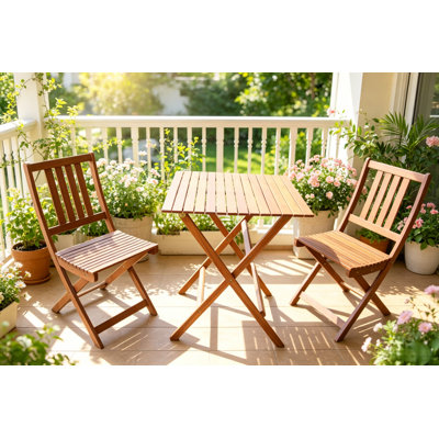Baile 2 - Person Acacia Wood Patio Dining Set with Square Table