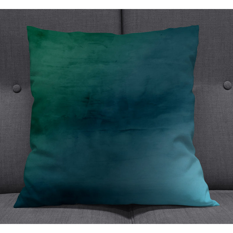 Throw Pillow With Insert, Blue/Green Ombre 2, 18"H x 18"W