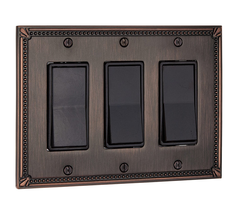 Decora 3-Gang Rocker Wall Plate, Brushed Oil Rubbed Bronze