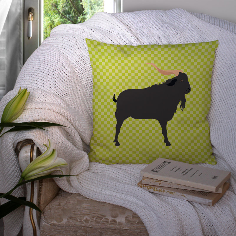 Coussin décoratif extérieur chèvre, Vert, 14 po x 14 po