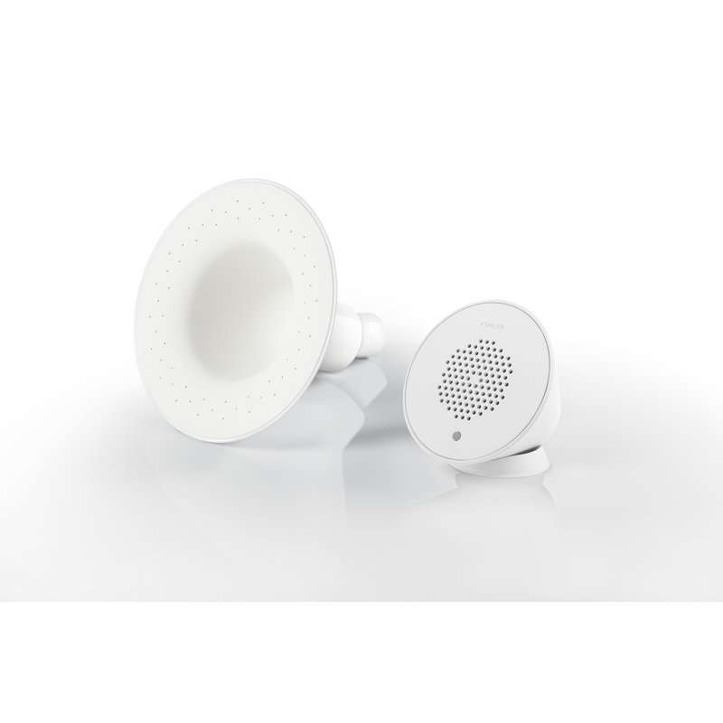 Moxie 2.5 GPM Single-Function Shower Head with Wireless Speaker, White