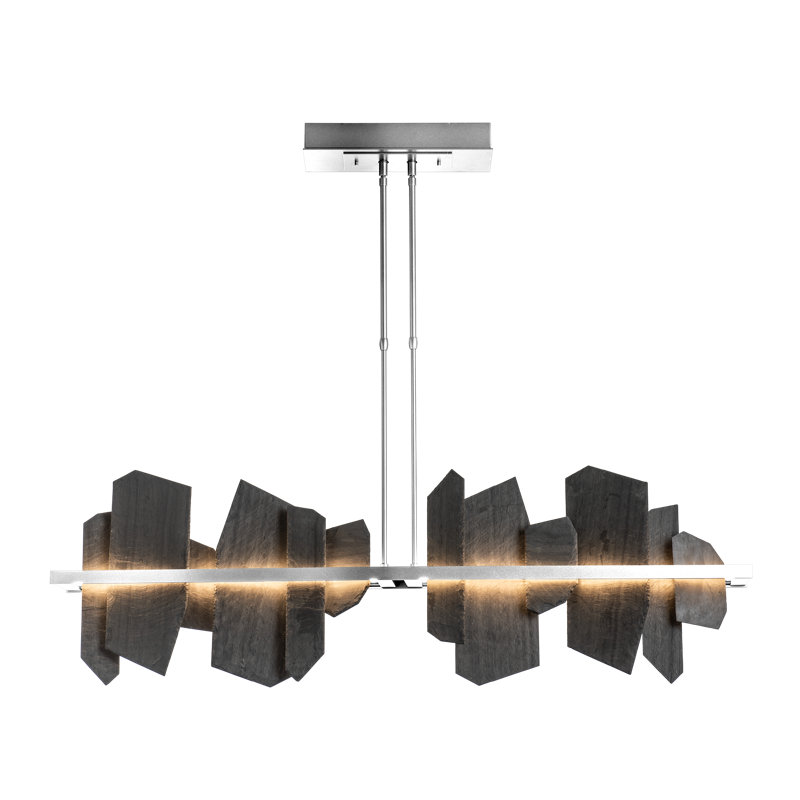 Ardesia 1 - Light Kitchen Island Linear LED Pendant with Slate Accents, Sterling
