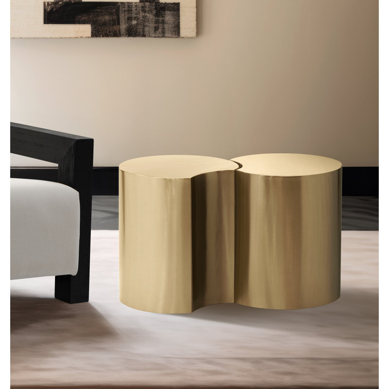 Ismah Iron Top End Table Set, Gold, 18" H x 30" W x 16" D