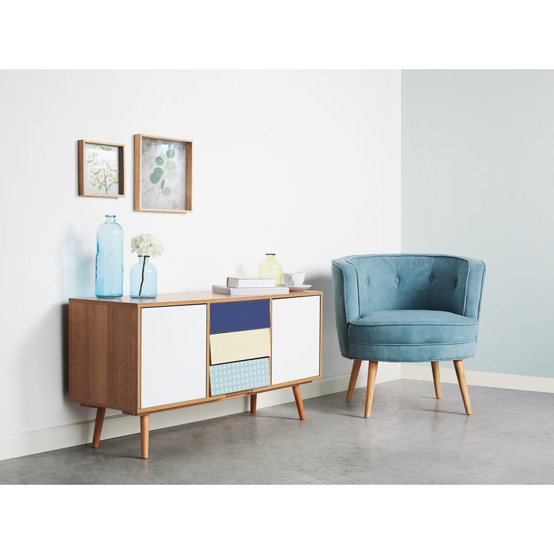 Sera Upholstered Barrel Chair, Blue