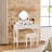 White Makeup Vanity And Stool With Reversible Mirror, Elegant Design For A Sophisticated Appearance, 5 Drawers Of Various Sizes, Look, Storage