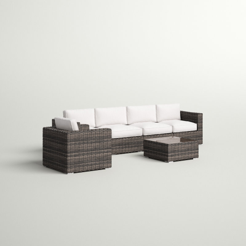 Demarest Fully Assembled 5 - Person Seating Group with Cushions |Convenient wicker patio sofa, Sunbrella Canvas