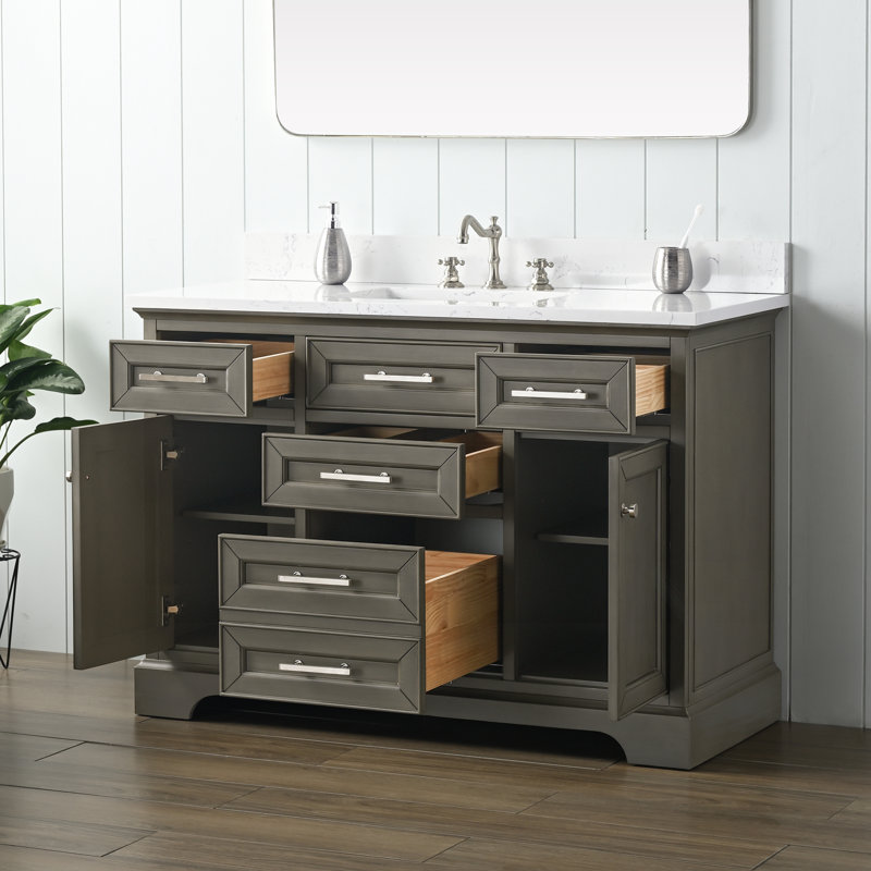 Currahee 48" Single Bathroom Vanity Set, Silver Gray/Brushed Nickel