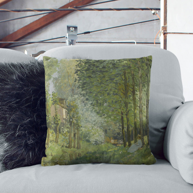 Rest Along The Stream Square Throw Cushion, 40cm H x 40cm W x 15cm D, Black