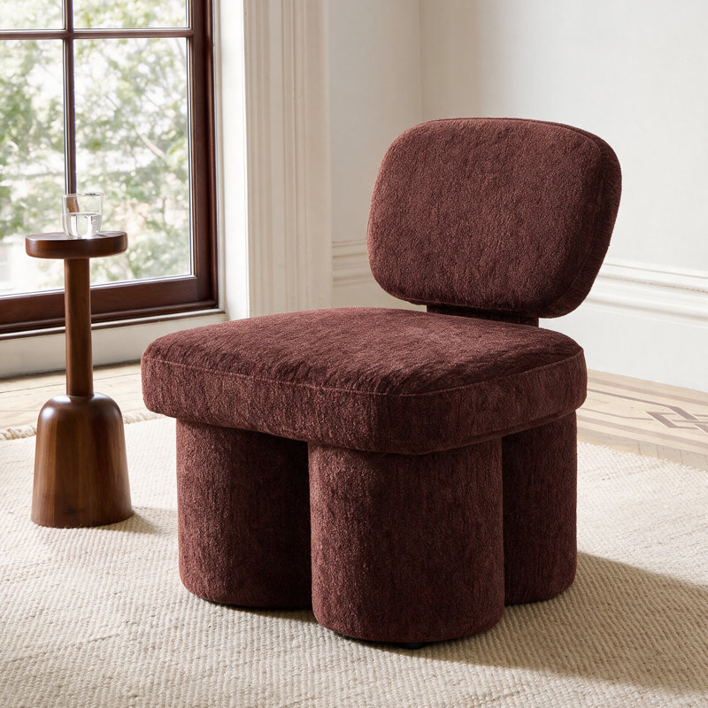 Fauteuil d'appoint sculptural moderne sans accoudoirs, fauteuil lounge rembourré avec base à 3 pieds pour salon et chambre
