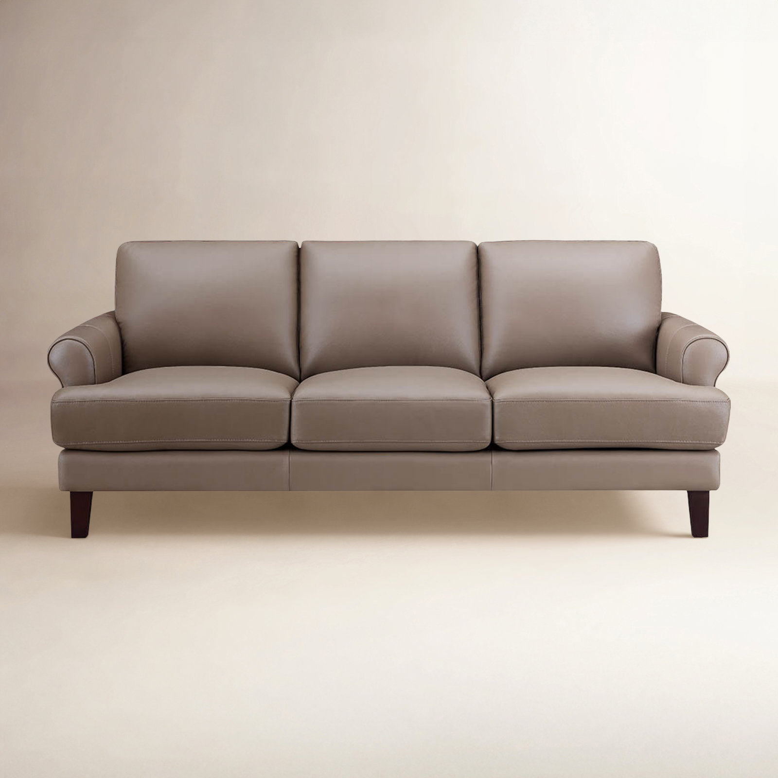 Maybell 80" Genuine Leather Sofa, Maybell Dhruvika Heathered Gray Genuine Leather