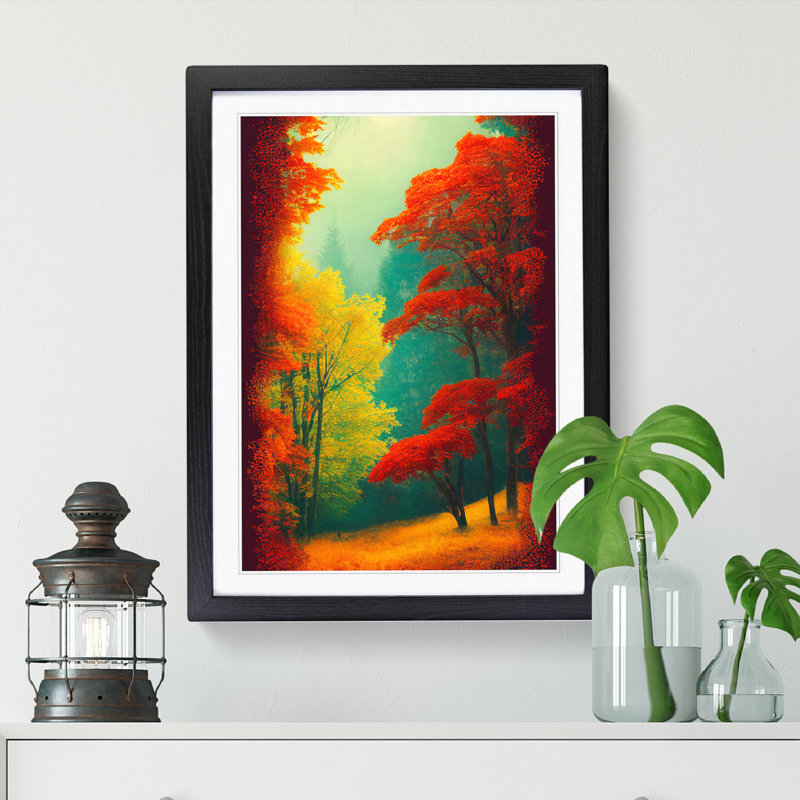 Autumn Forest Landscape Vol.2 - Single Picture Frame Print, Black Framed, 64cm H x 46cm W