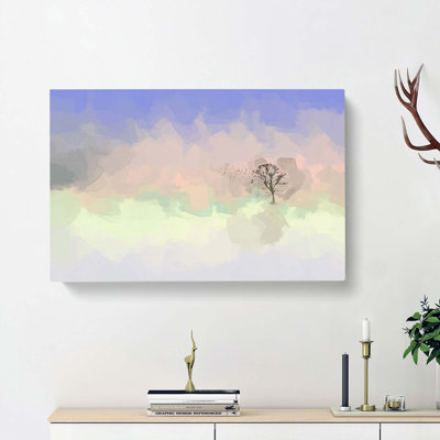 Flock of Birds Leaving the Tree in Abstract - Wrapped Canvas