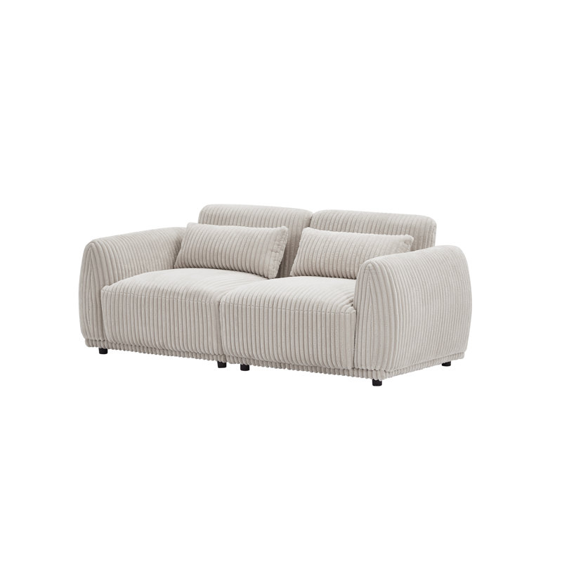 Emora , Velours côtelé gris, H 29,13 po x l 72,83 po x P 35,03 po