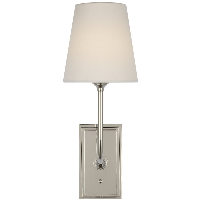 Thomas O'Brien Hulton 17" Cordless Single Sconce with Linen Shade, Polished Nickel