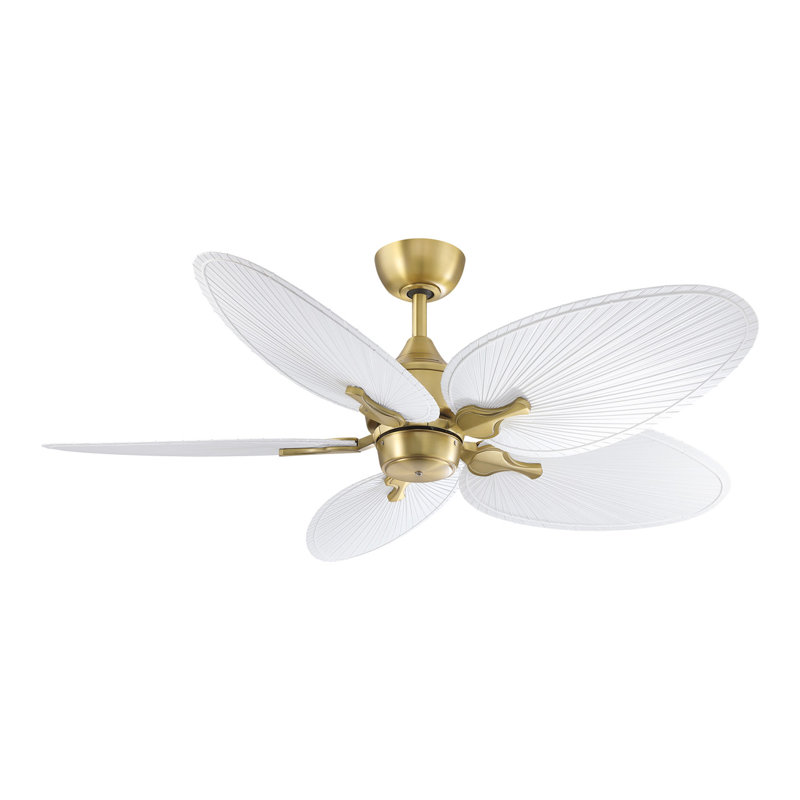 Islander DC 22 inch Indoor/Outdoor Ceiling Fan Narrow Oval Palm-Inspired Blade Set of 5 - Matte White, Matte White