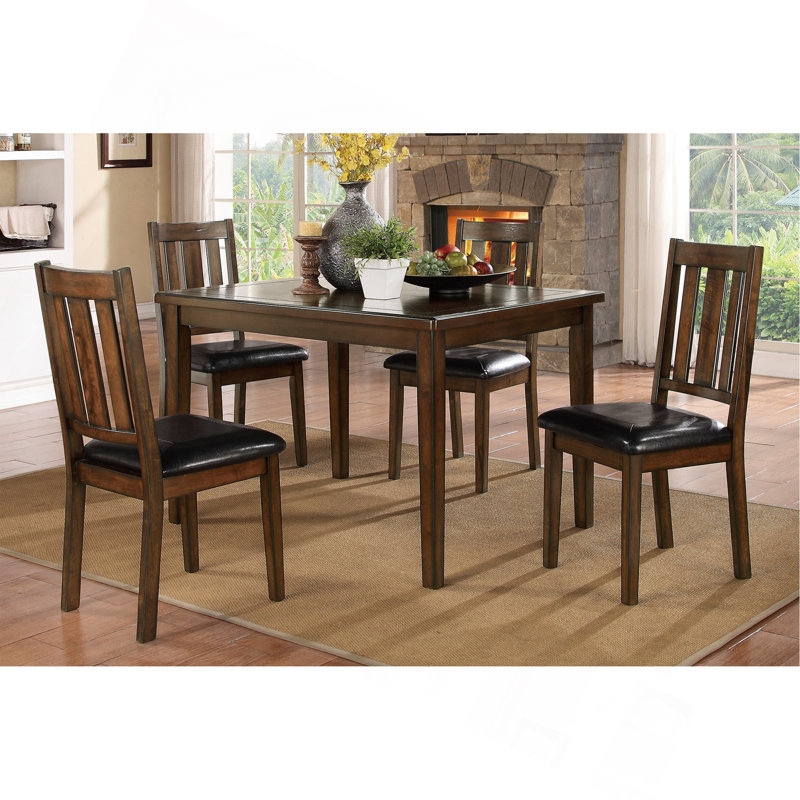 Ensemble de table de salle à manger à finition cerise foncée 5 pièces avec 4 chaises