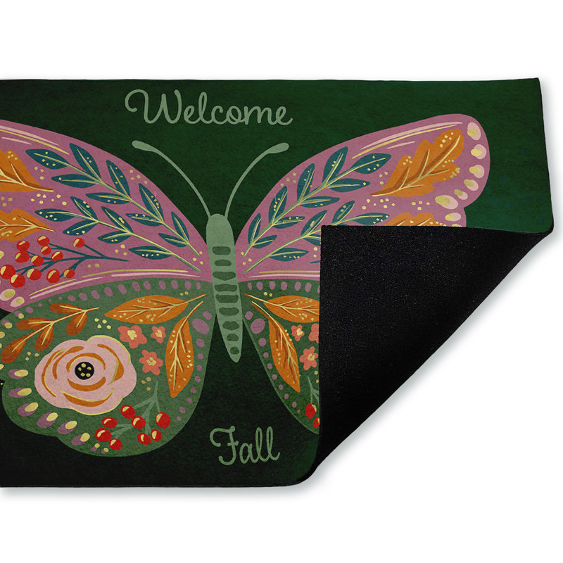 Tapis d'extérieur à motif de papillons d'automne imprimé par Caroline Alfreds, 18 po x 30 po