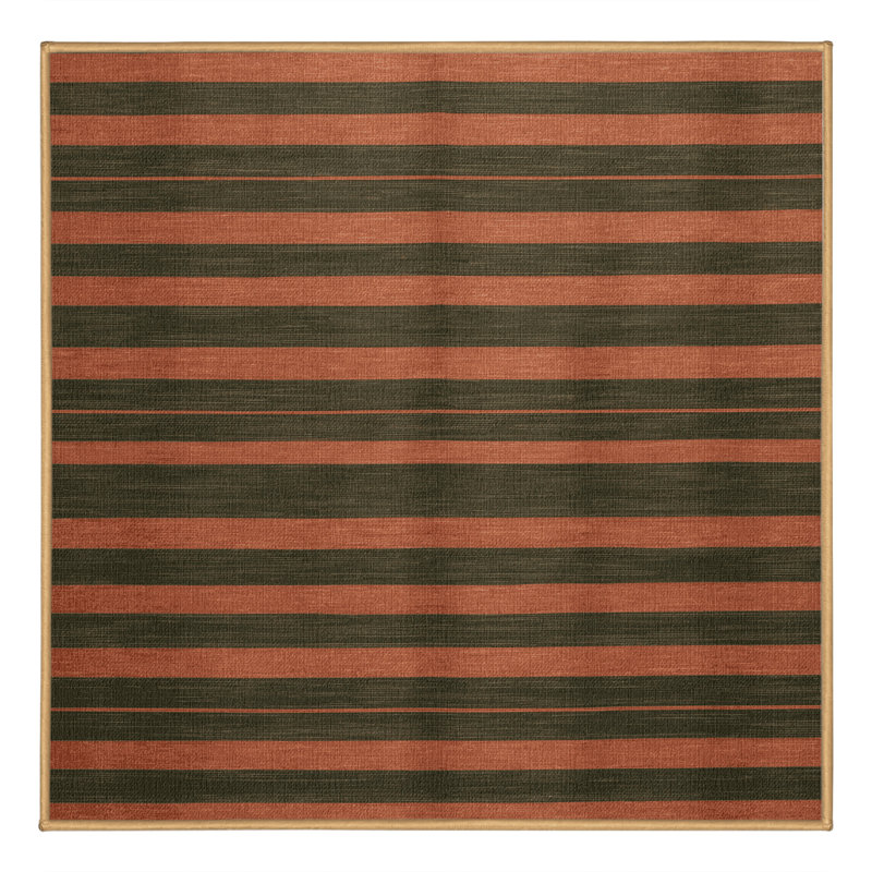 Tapis brun à rayures horizontales lavable à la machine, Carré 4 pi