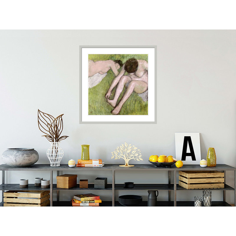 «Two Bathers on the Grass» par Edgar Degas, impression giclée encadrée, H 33,95 po x l 33,5 po