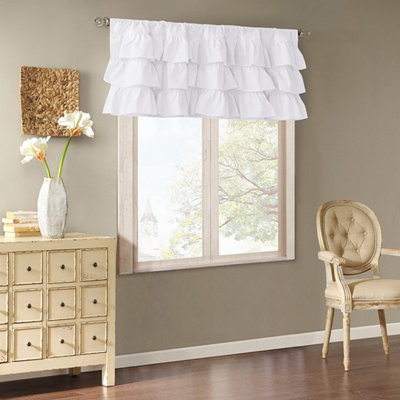 Cotton Oversized Ruffle Valance White 50x18"