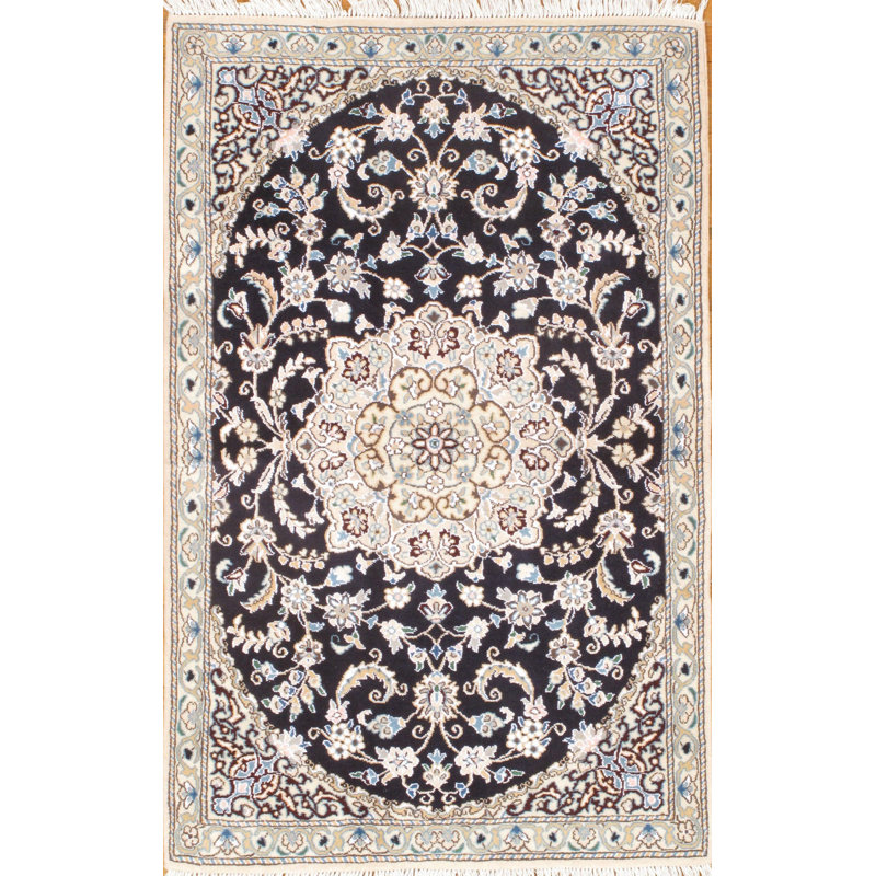 Merka Oriental Area Rug in Navy Blue