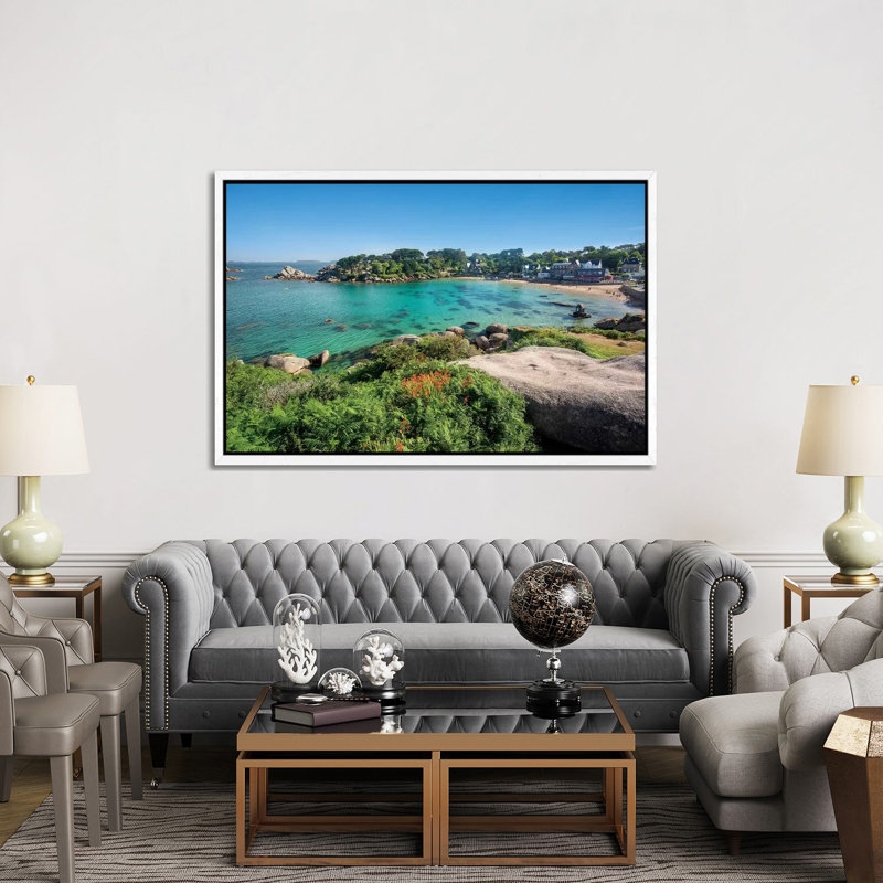 Saint Guirec Beach, White Framed, 152.5 cm H x 101.5 cm W