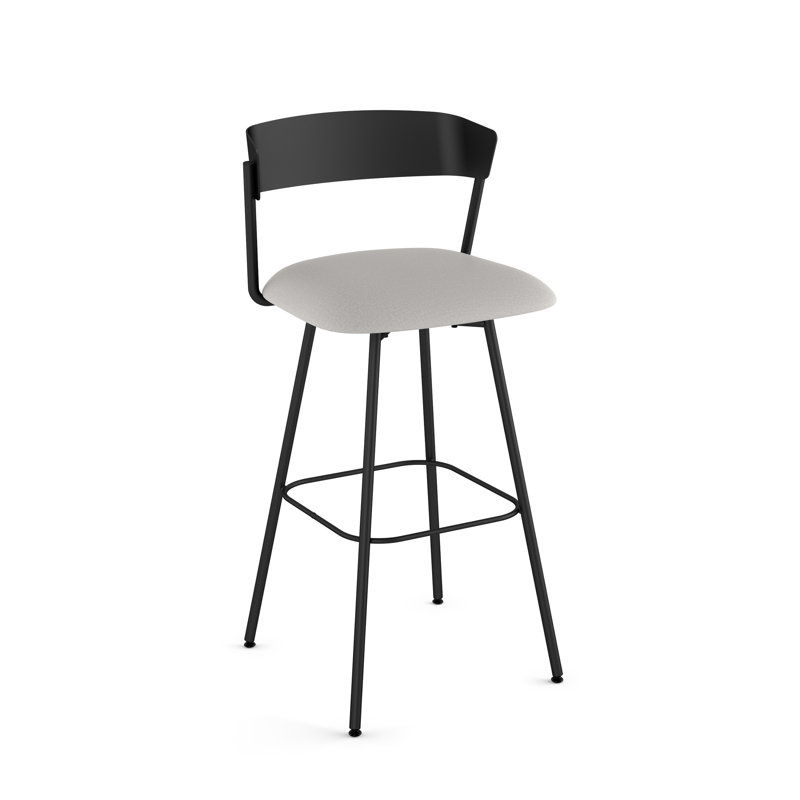 Analeesa Swivel Counter & Bar Stool, Polyester-Light Gray, Counter Stool (25.88" Seat Height)