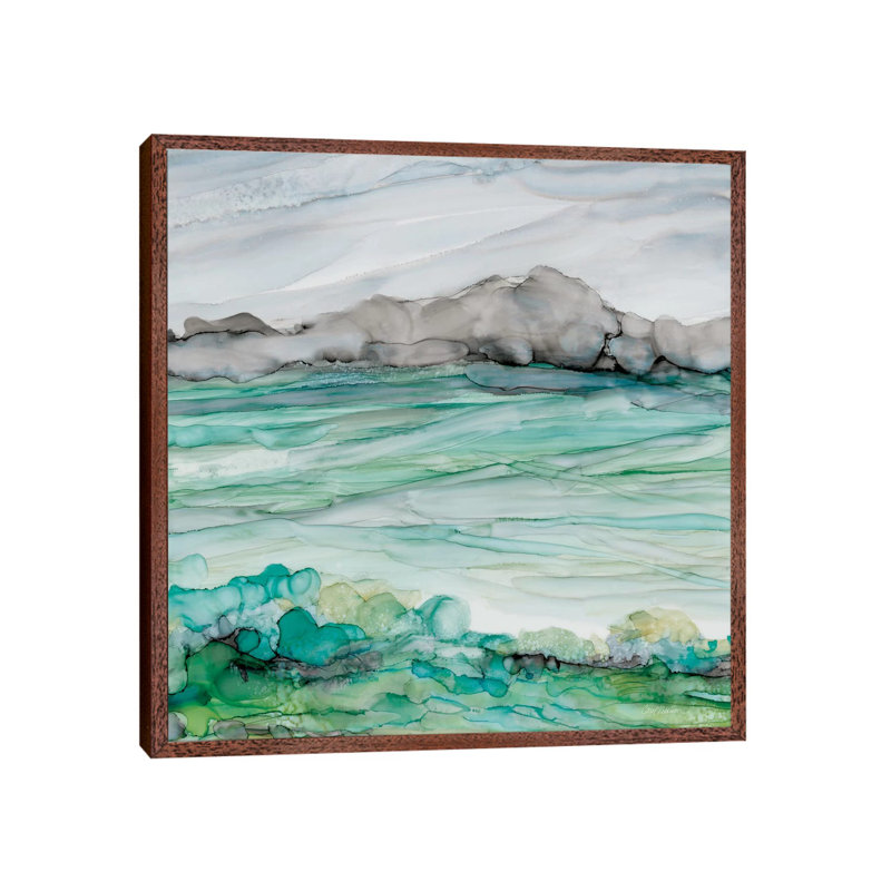 Sea Of Marble II by Domonique Brown - Painting on Canvas, Classic Brown Wood Framed, 45.72 cm H x 45.72 cm W