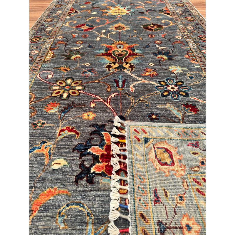 Tapis en laine et coton gris noué à la main Original Original