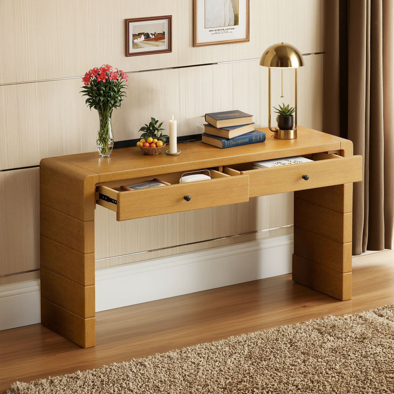 Console en bois de style campagnard rétro, Beige