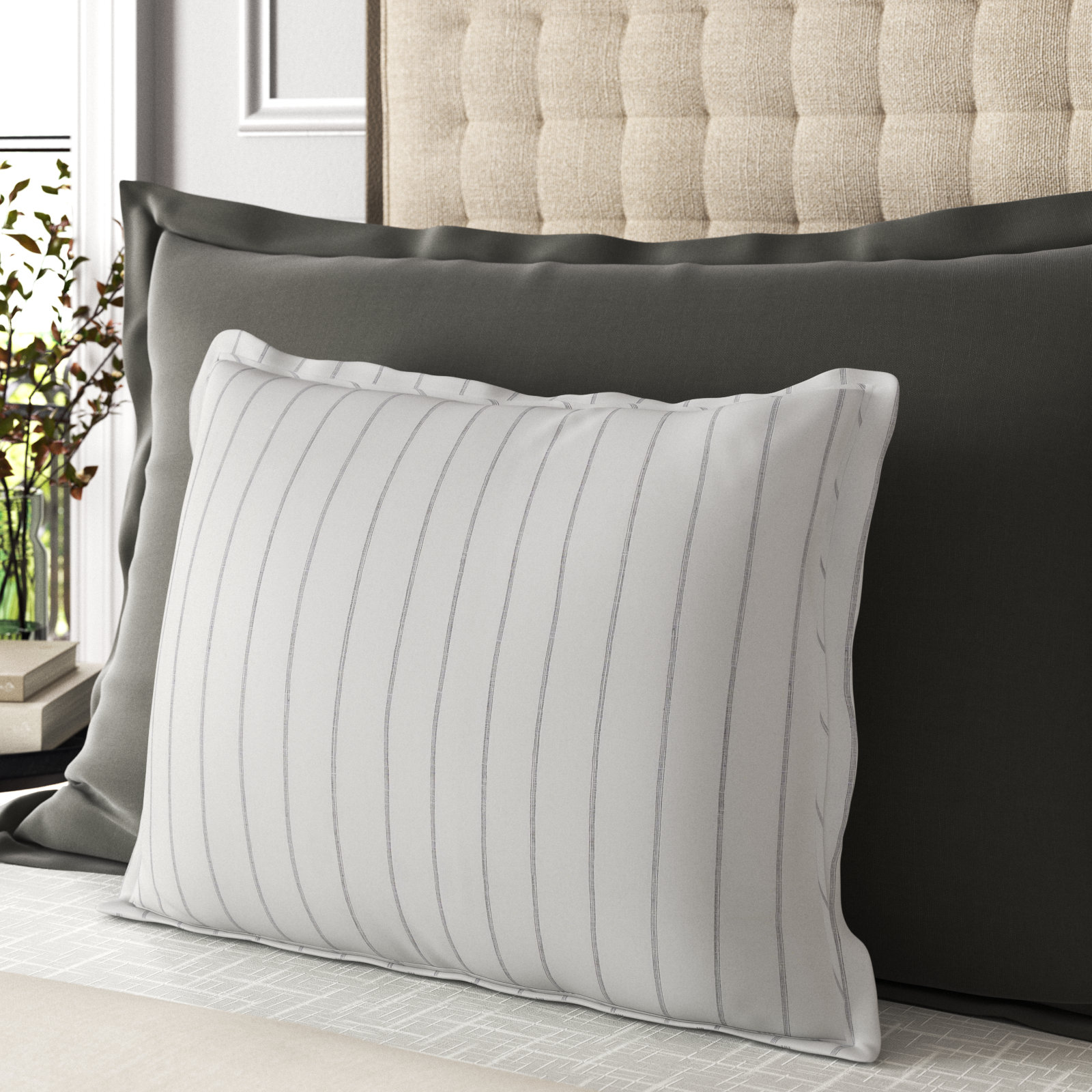 Keegan Belgian Flax Linen Sham Set, Standard, Ivory