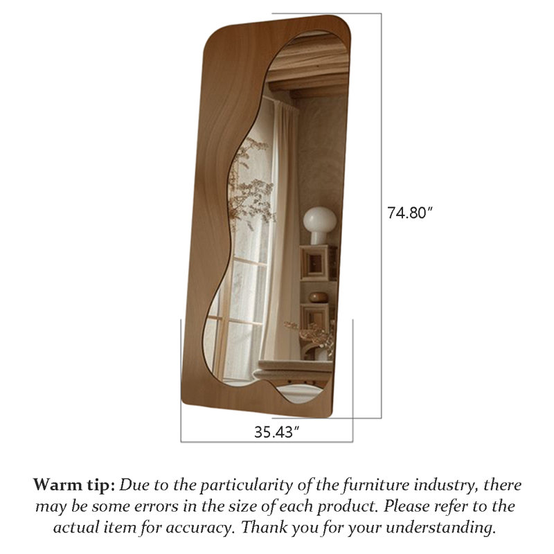 High-Definition Wall-Mounted Full-Body Mirror In The Minimalist Style Of Wood, 74.8” x 35.43”