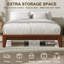 Structure de lit avec joint de plancher, lit plateforme 100% bois de bambou massif avec 12 lattes de bois et espace de rangement sous le lit de 6,89 po, cadre de lit de style minimaliste japonais pour la chambre à coucher-1360748667-1360748668