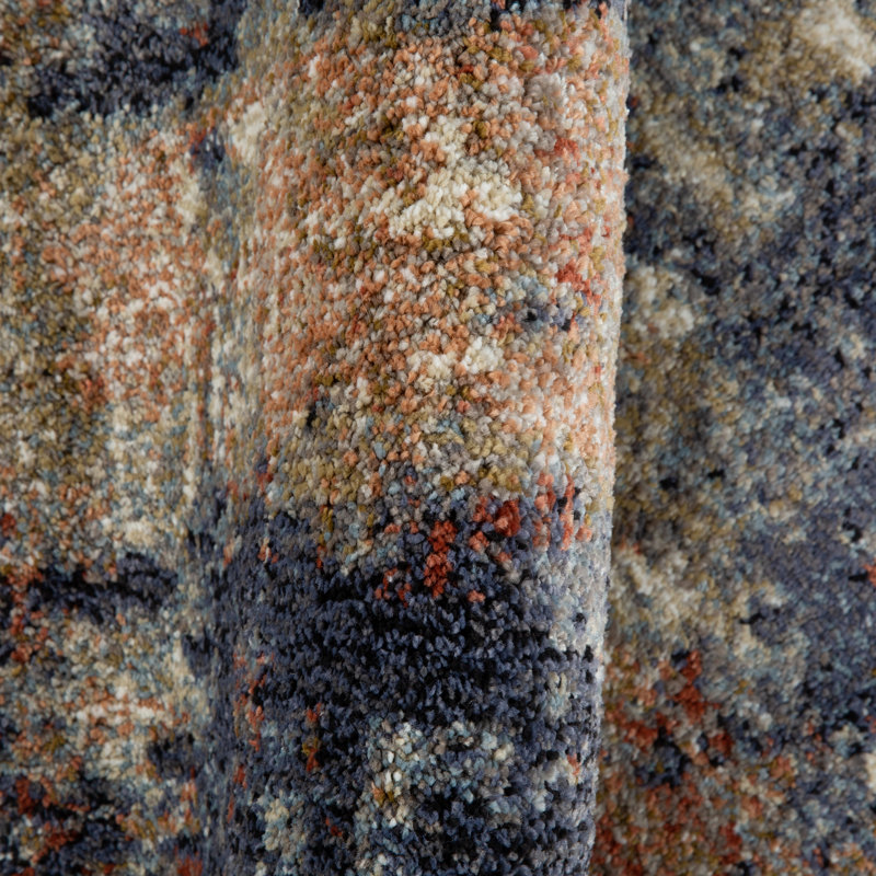 Tapis abstrait bleu en polypropylène tissé à la machine Jordan Cary, Rectangle 1 pi 10 po x 2 pi 11 po