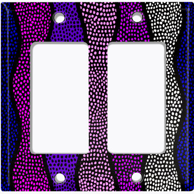 Metal Light Switch Plate Outlet Cover (Safari Pattern African Tribal Dot Art Stripes Purple   - Single Toggle)