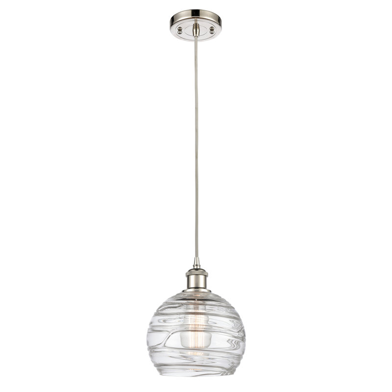 Luminaire suspendu en forme de globe à 1 lumière Mullins, Ampoule non incluse, Nickel poli, H 131,75 po x l 8 po x P 8 po