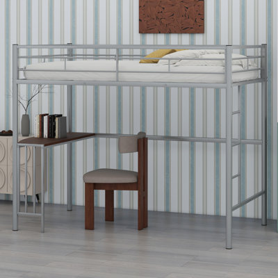 Lit mezzanine en métal avec bureau