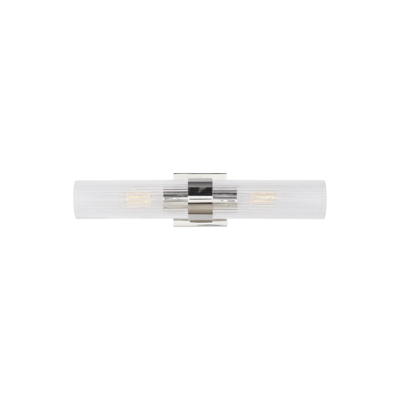 2-Light Dimmable Steel Bath Sconce , Polished Nickel
