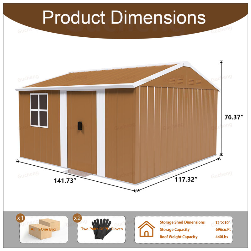 Remise de rangement en métal robuste avec conception résistante aux intempéries, porte verrouillable et ventilation pour l'organisation d'outils à l'extérieur