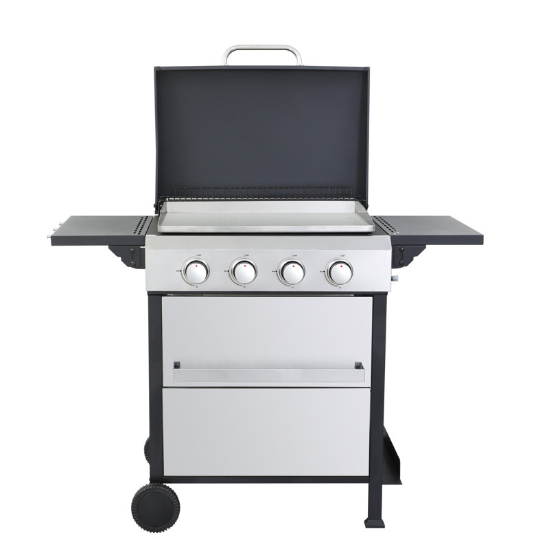 Barbecue au gaz propane 49200Btu, 4, grilles de cuisson en émail, table d'appoint pliable, panier suspendu pour barbecue avec sortie, aire de patio