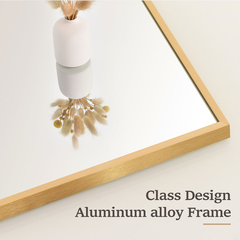 Lucson Aluminum Framed Rectangle Bathroom Mirror Wall Mounted Vanity Mirror, Gold, 30" X 40"