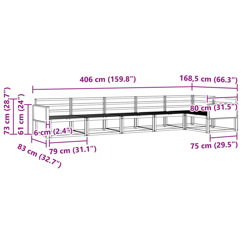 406cm Wide Patio Sectional