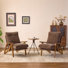 2 pièces Chaise d'appoint rembourrée en chenille avec dossier réglable à 5 positions, accoudoirs en bois d'hévéa, chaise de loisir d'intérieur