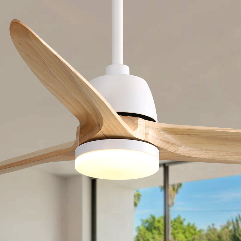 Ventilateur de plafond 56 pouces avec télécommande 6 vitesses et moteur à courant continu écoénergétique blanc mat