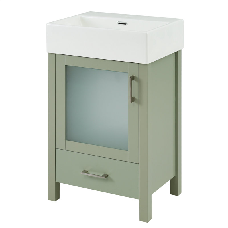 Meuble-lavabo de 20 pouces avec lavabo en céramique, Vert