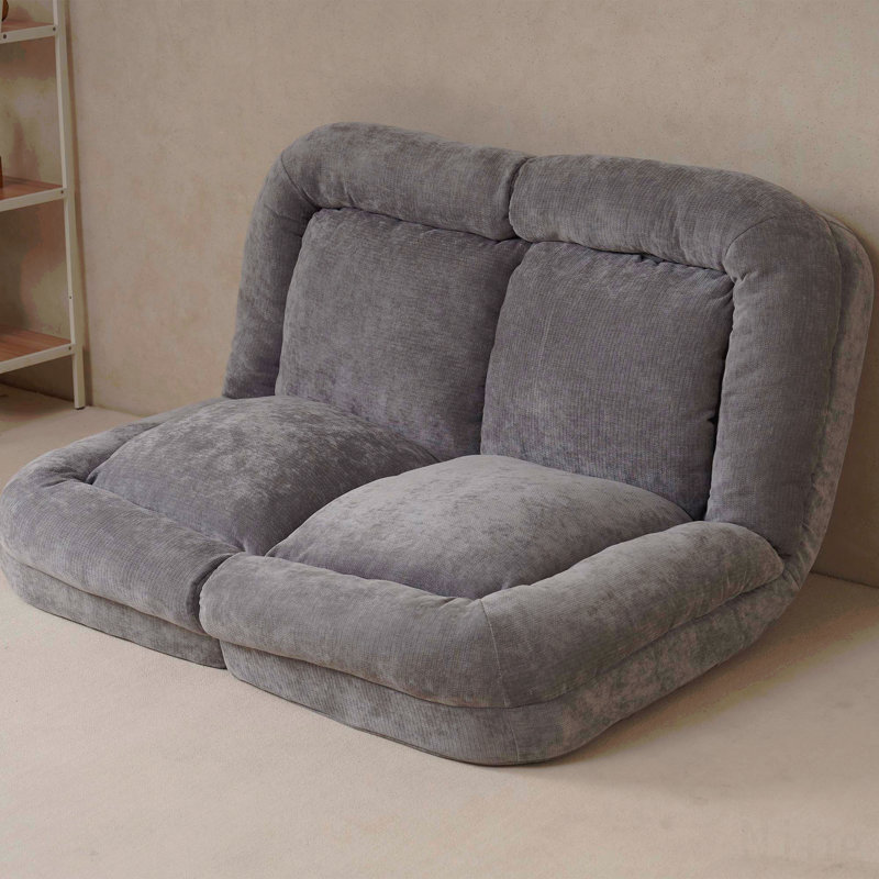 Convertible Fold-Out Single Sofa Bed,Gray,The Left Part Of The Complete Product., Gray Fabric